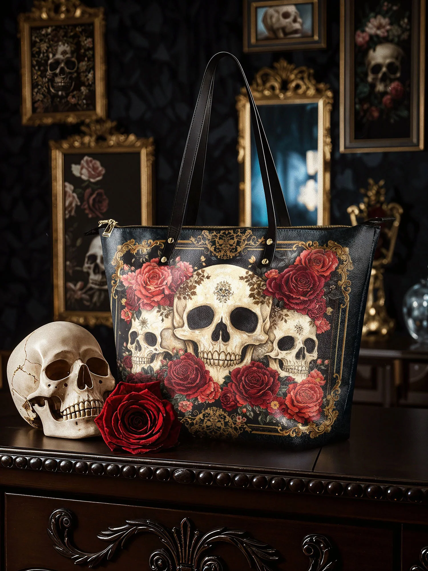 "Bloodrose" Leather Tote Bag - Image 4