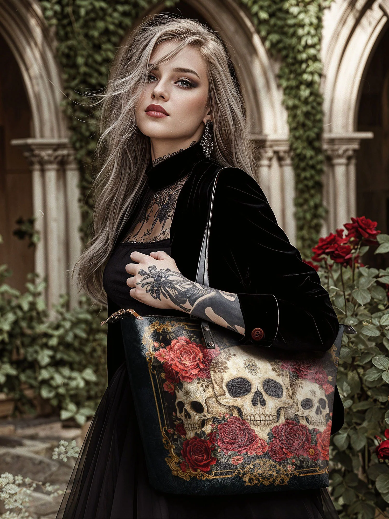 "Bloodrose" Leather Tote Bag - Image 5