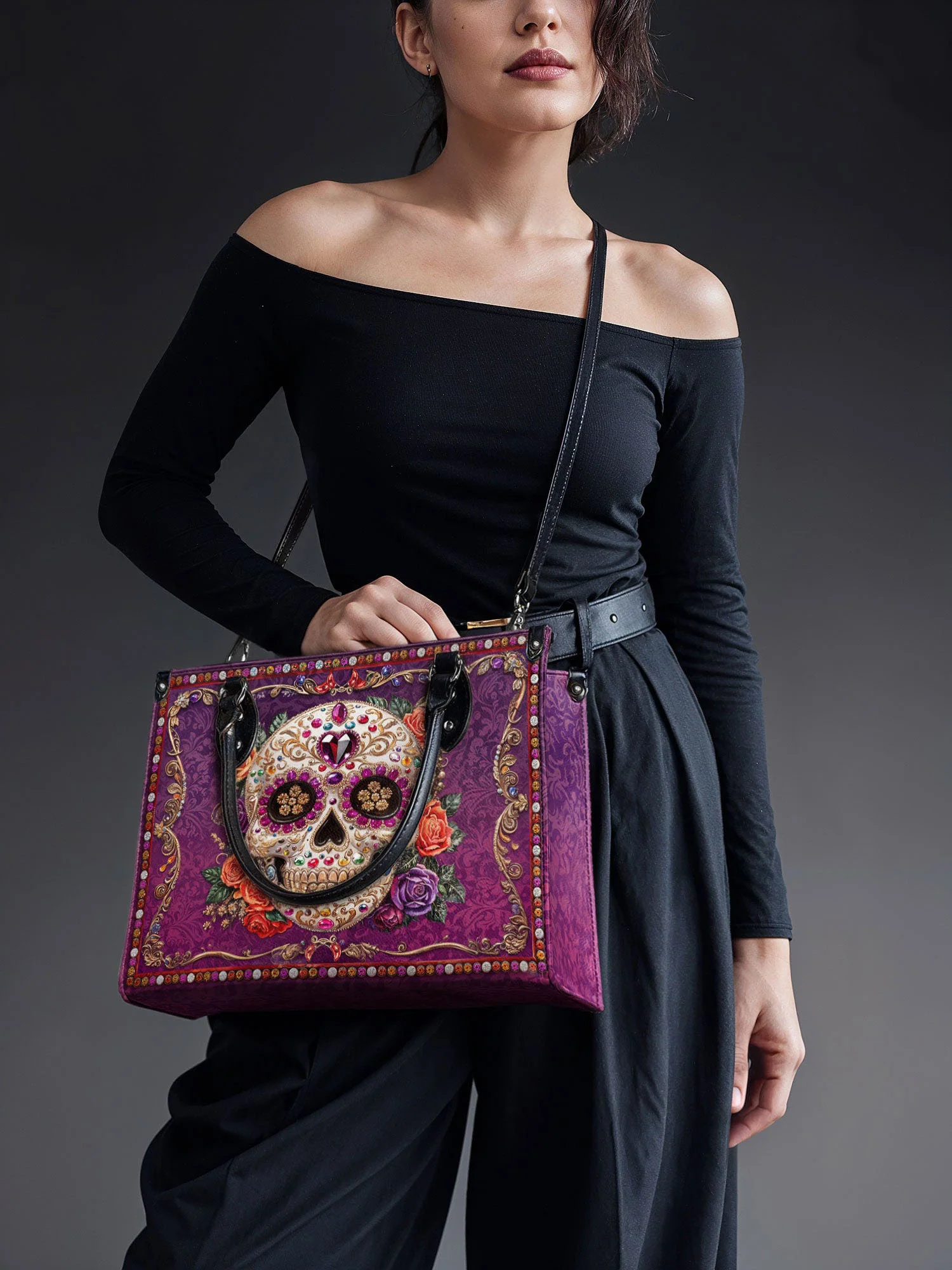 "Catrinelle" - Black Interior - Leather Handbag - Image 4