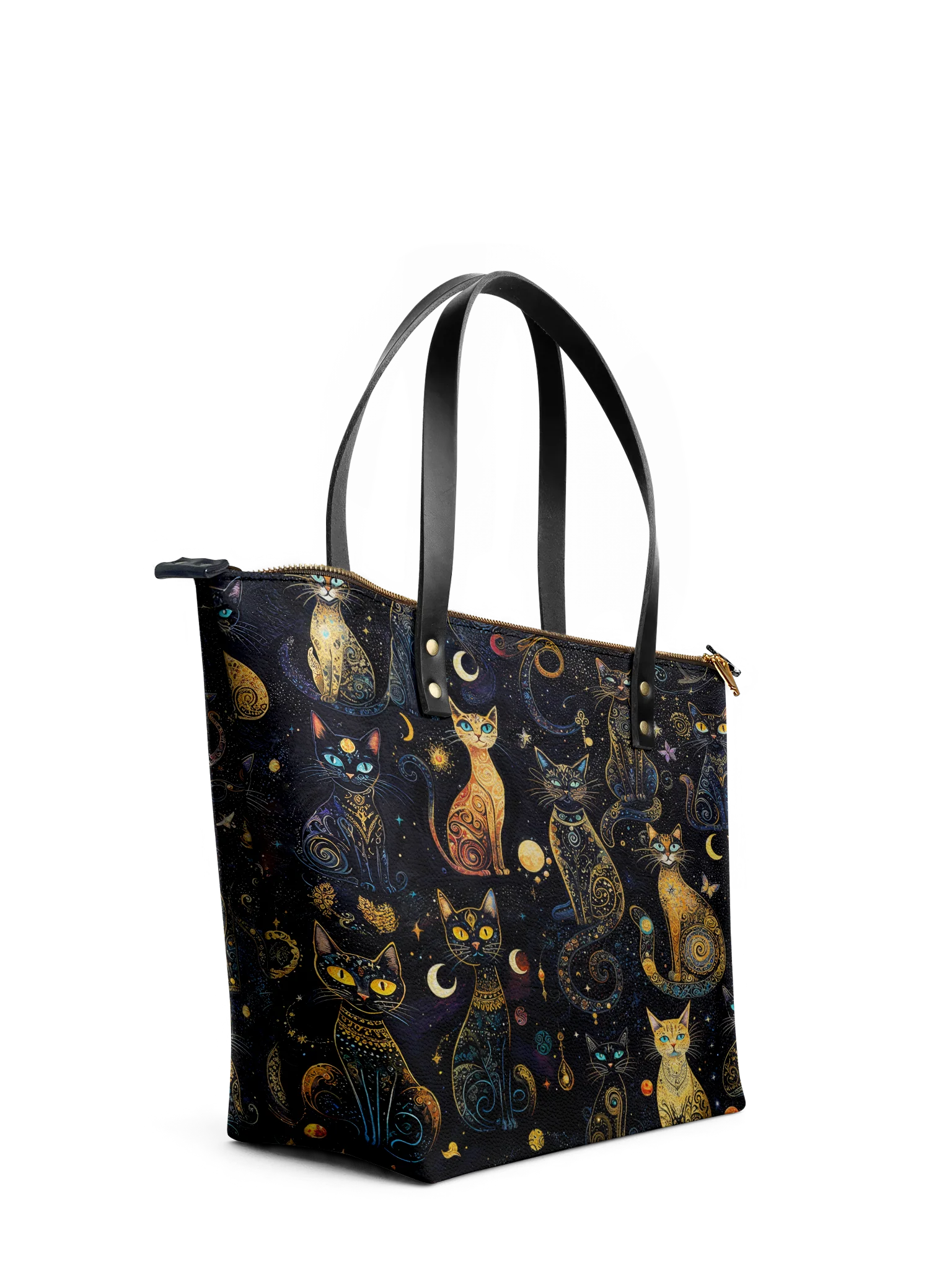 "Lunacat" Leather Tote Bag - Image 5