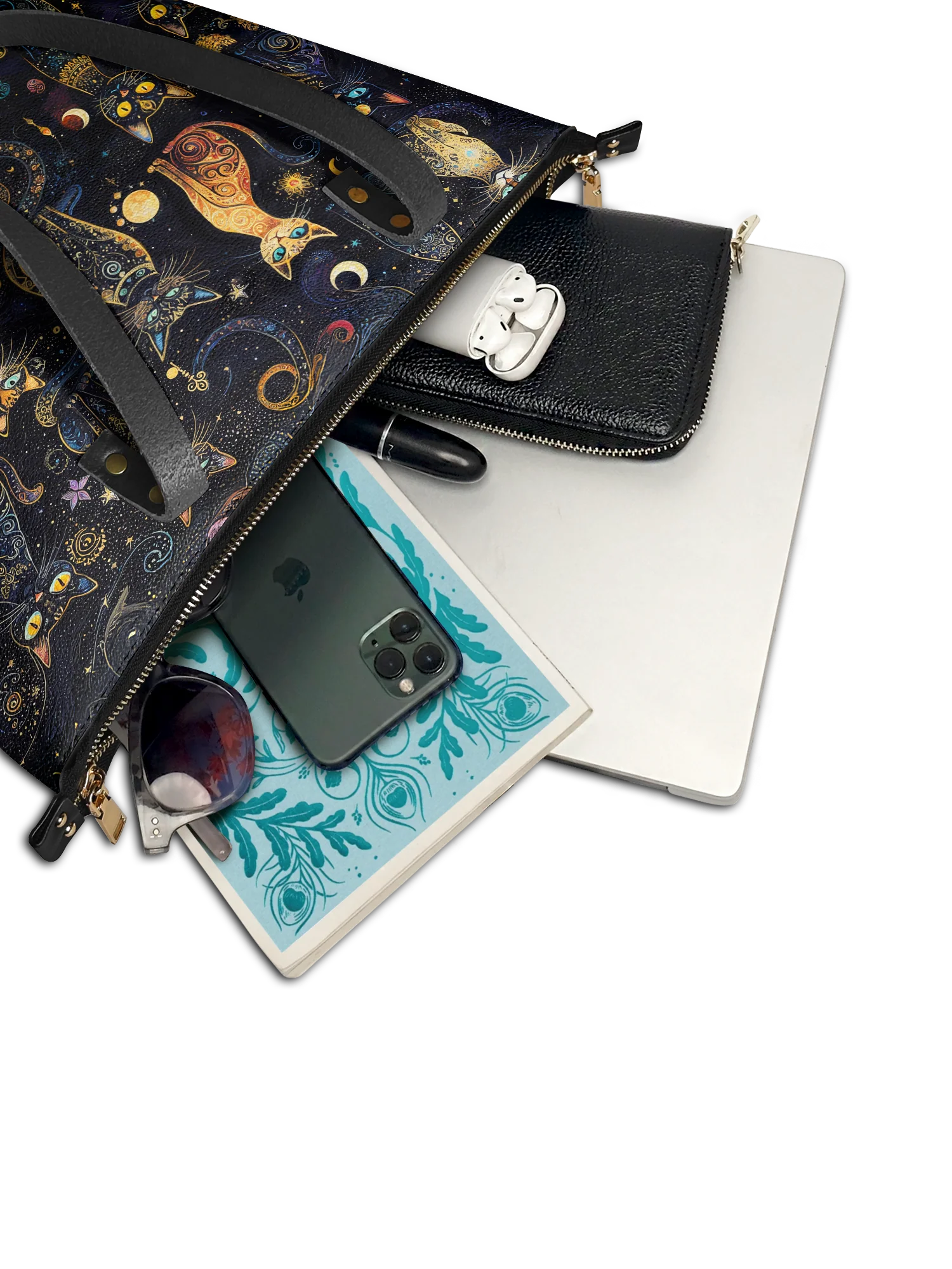 "Lunacat" Leather Tote Bag - Image 6