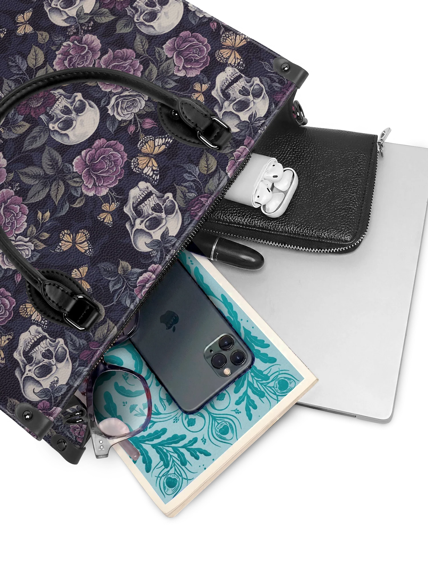 "Noctaflora" - Black Interior - Leather Handbag - Image 8