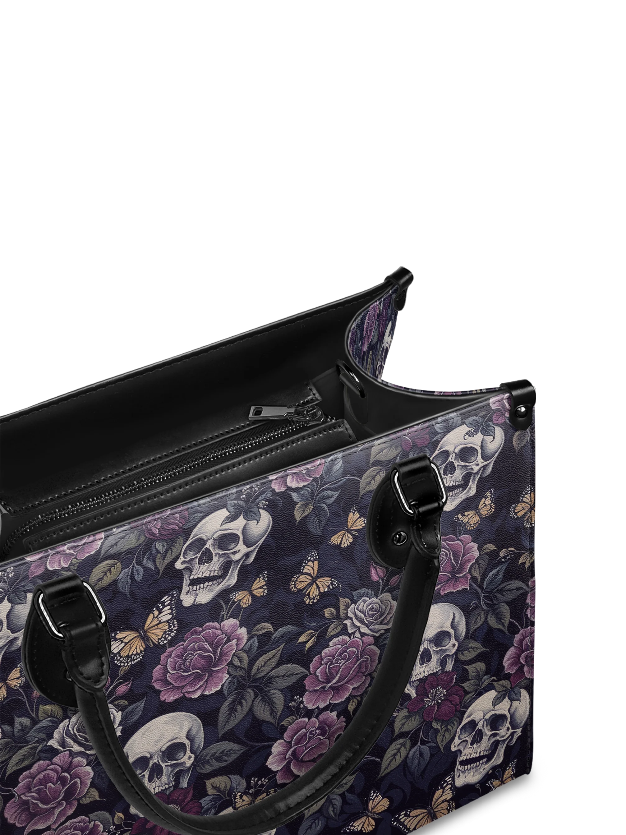 "Noctaflora" - Black Interior - Leather Handbag - Image 9