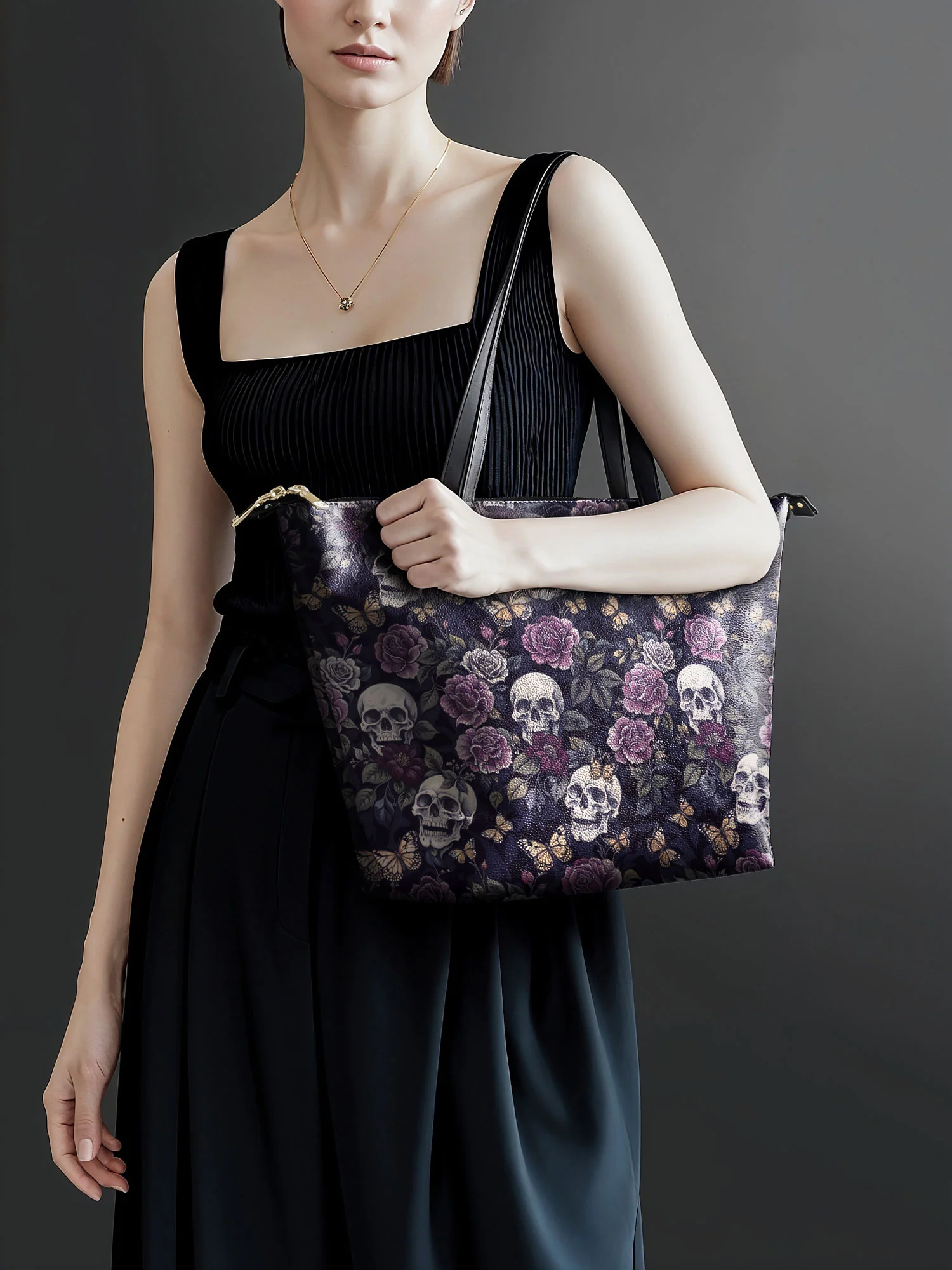 "Noctaflora" Leather Tote Bag - Image 3