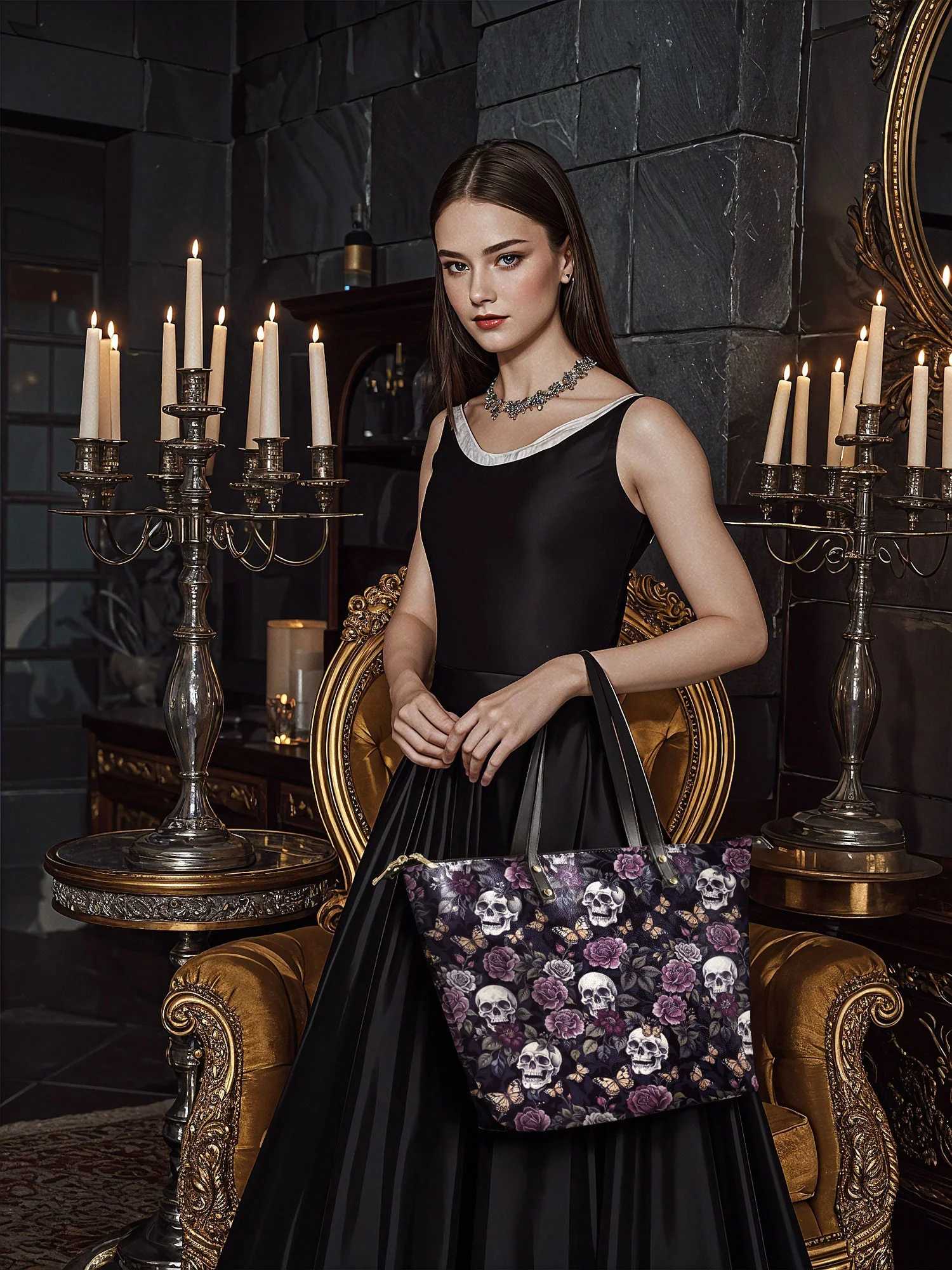 "Noctaflora" Leather Tote Bag - Image 5