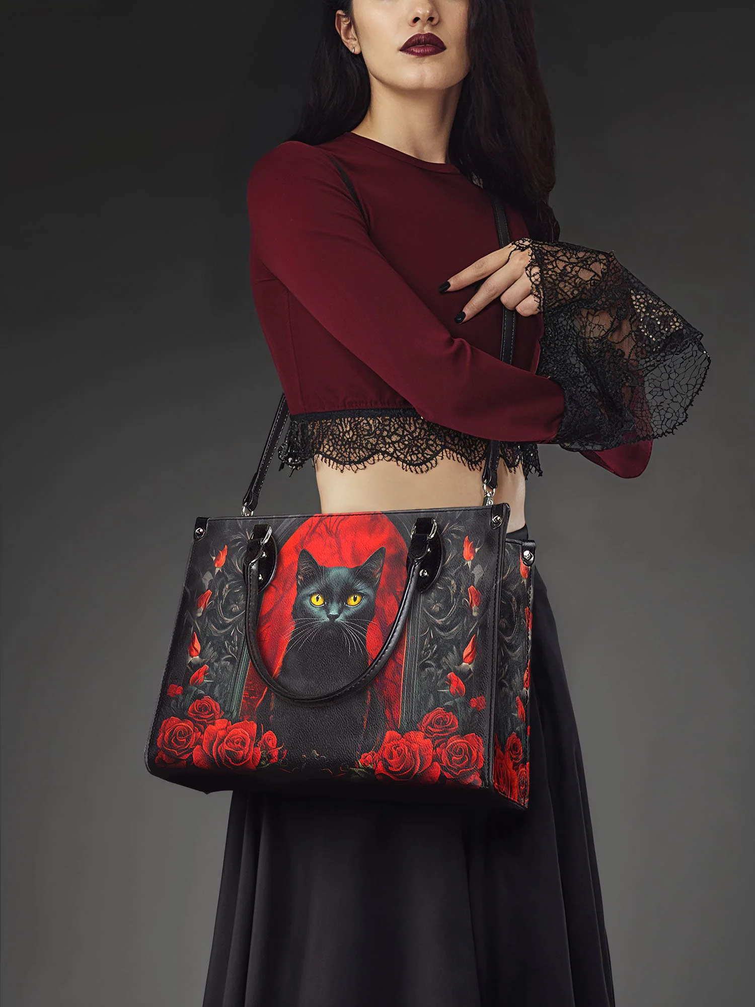 "Nyxrose" - Black Interior - Leather Handbag - Image 3