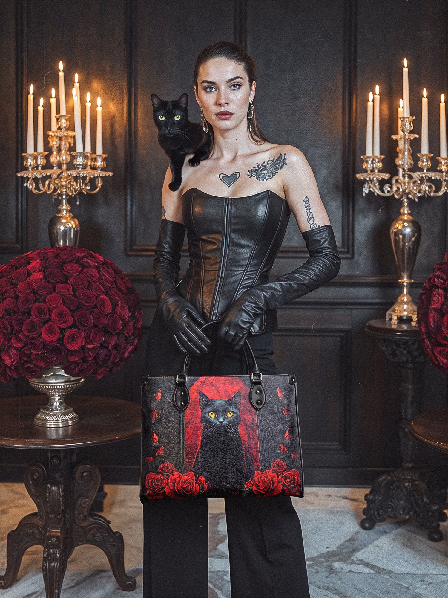 "Nyxrose" - Black Interior - Leather Handbag - Image 4