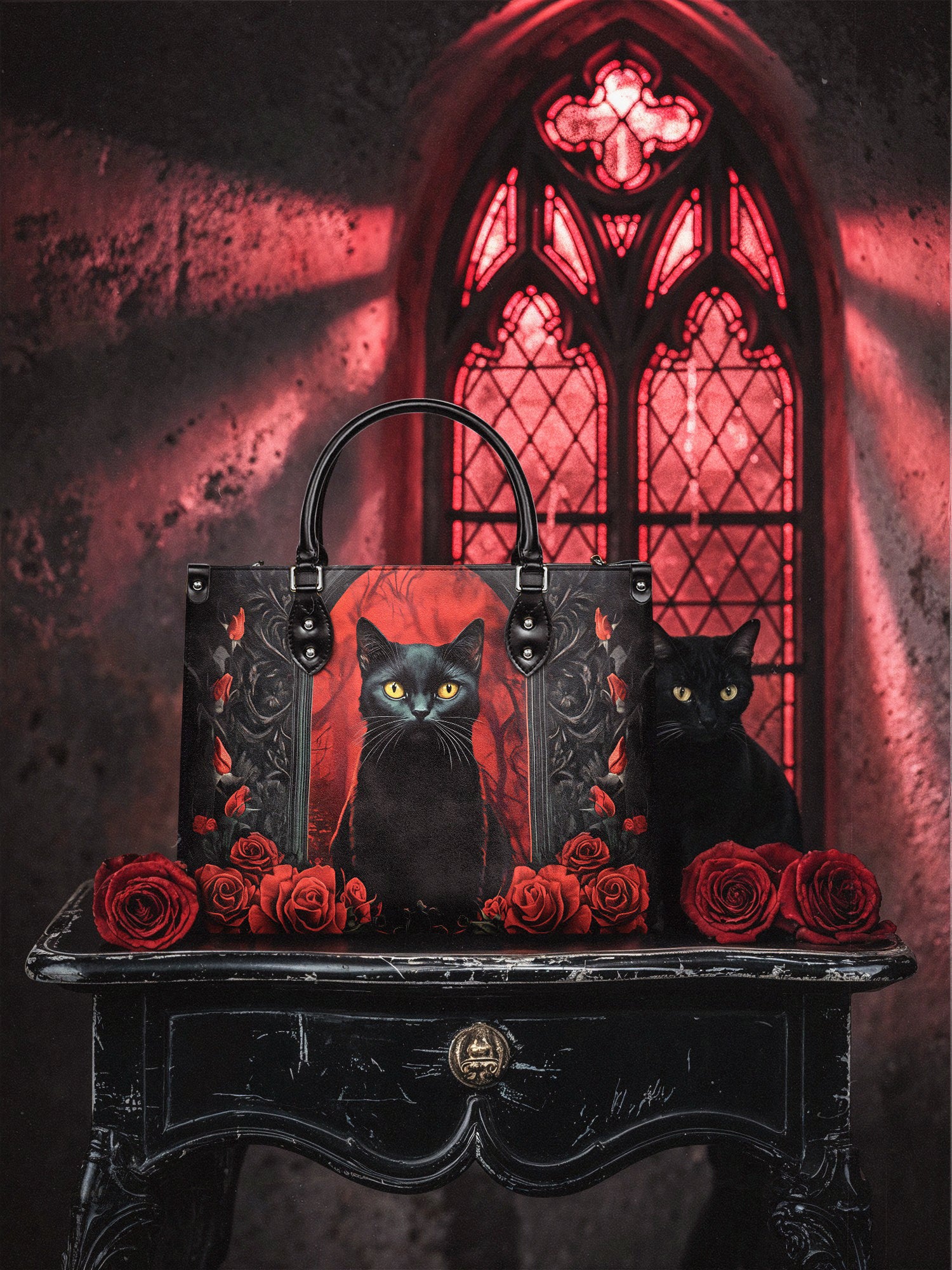 "Nyxrose" - Black Interior - Leather Handbag - Image 5