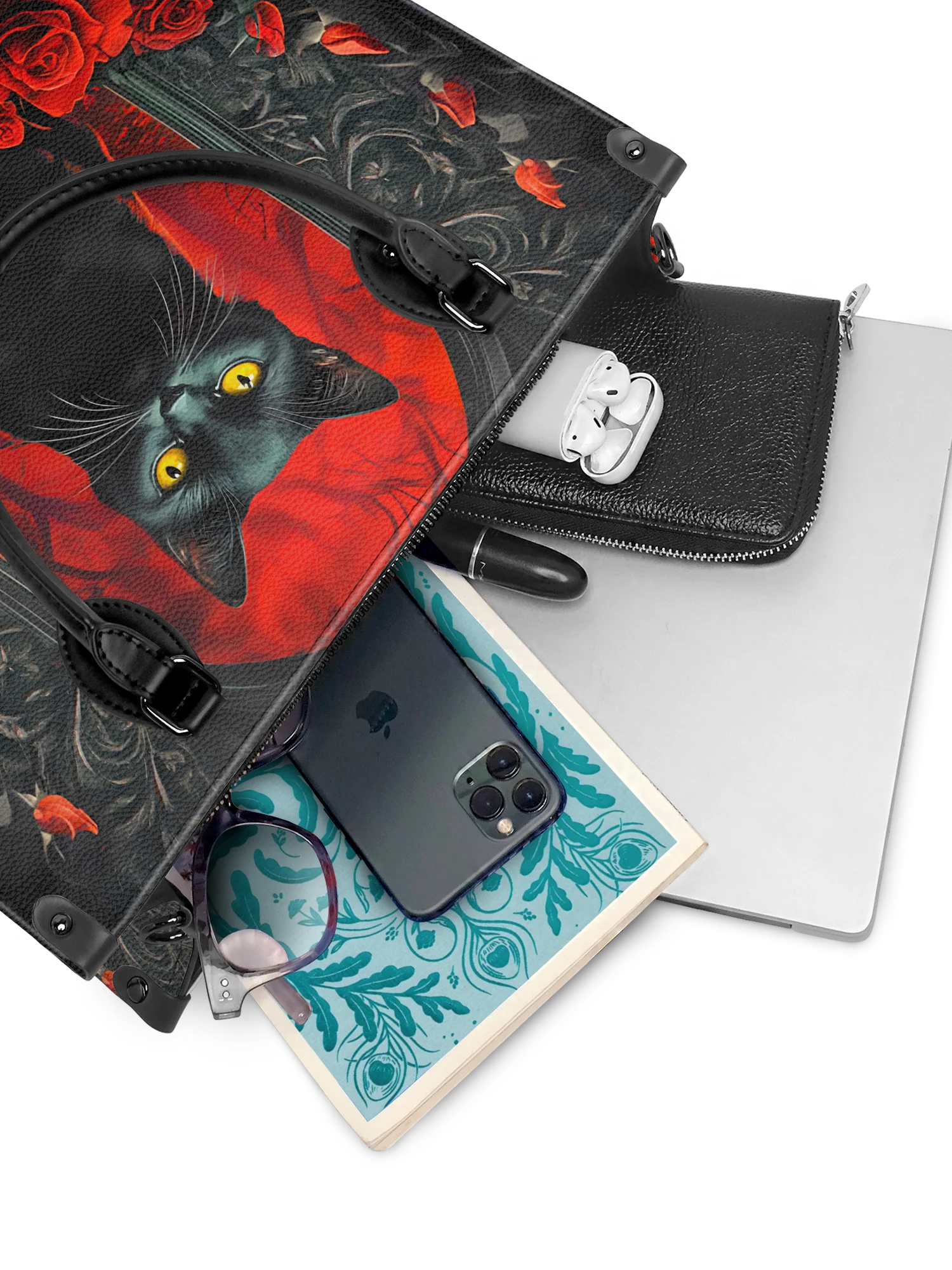 "Nyxrose" - Black Interior - Leather Handbag - Image 7