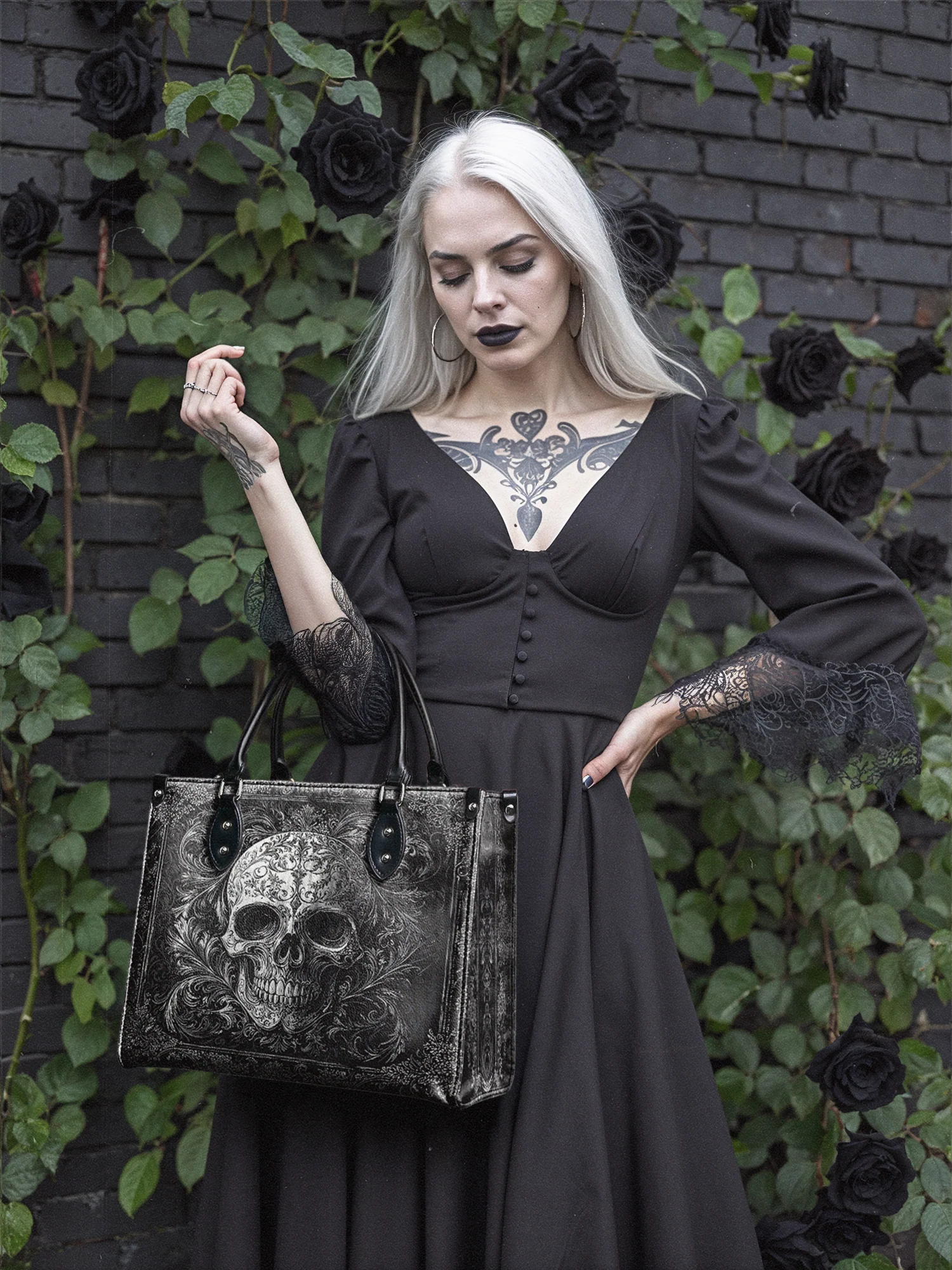 "Obscuria" - Black Interior - Leather Handbag - Image 4