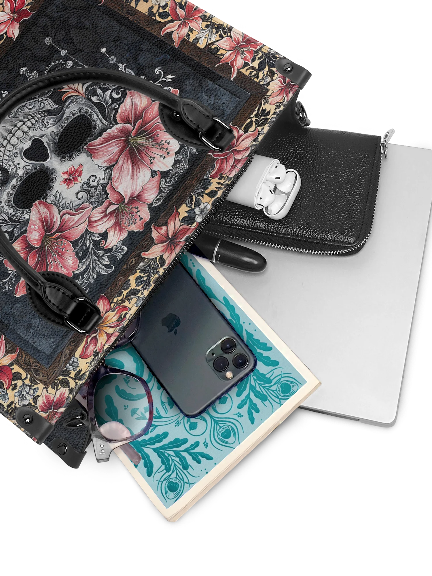 "Roselace" - Black Interior - Leather Handbag - Image 8