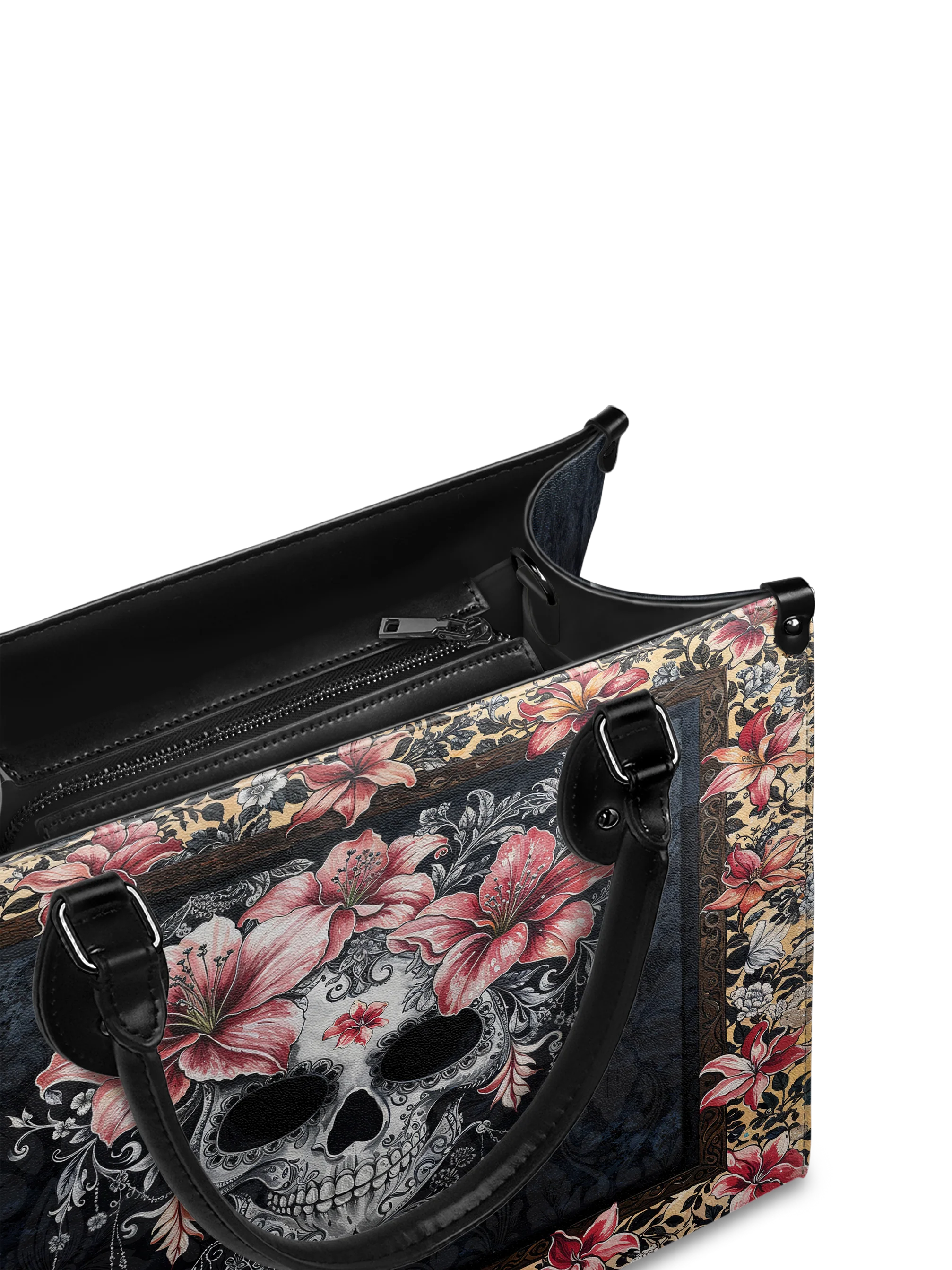 "Roselace" - Black Interior - Leather Handbag - Image 9