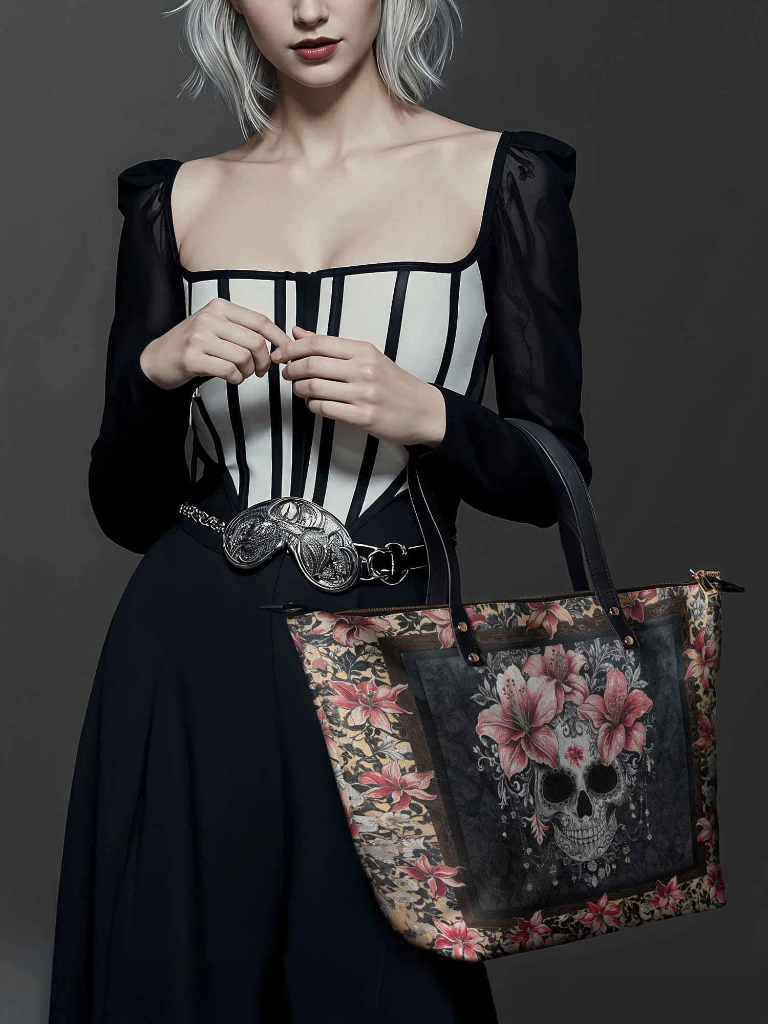 "Roselace" Leather Tote Bag - Image 3