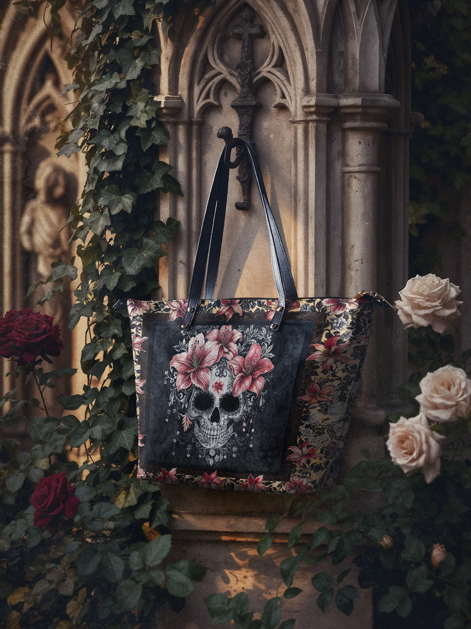 "Roselace" Leather Tote Bag - Image 4