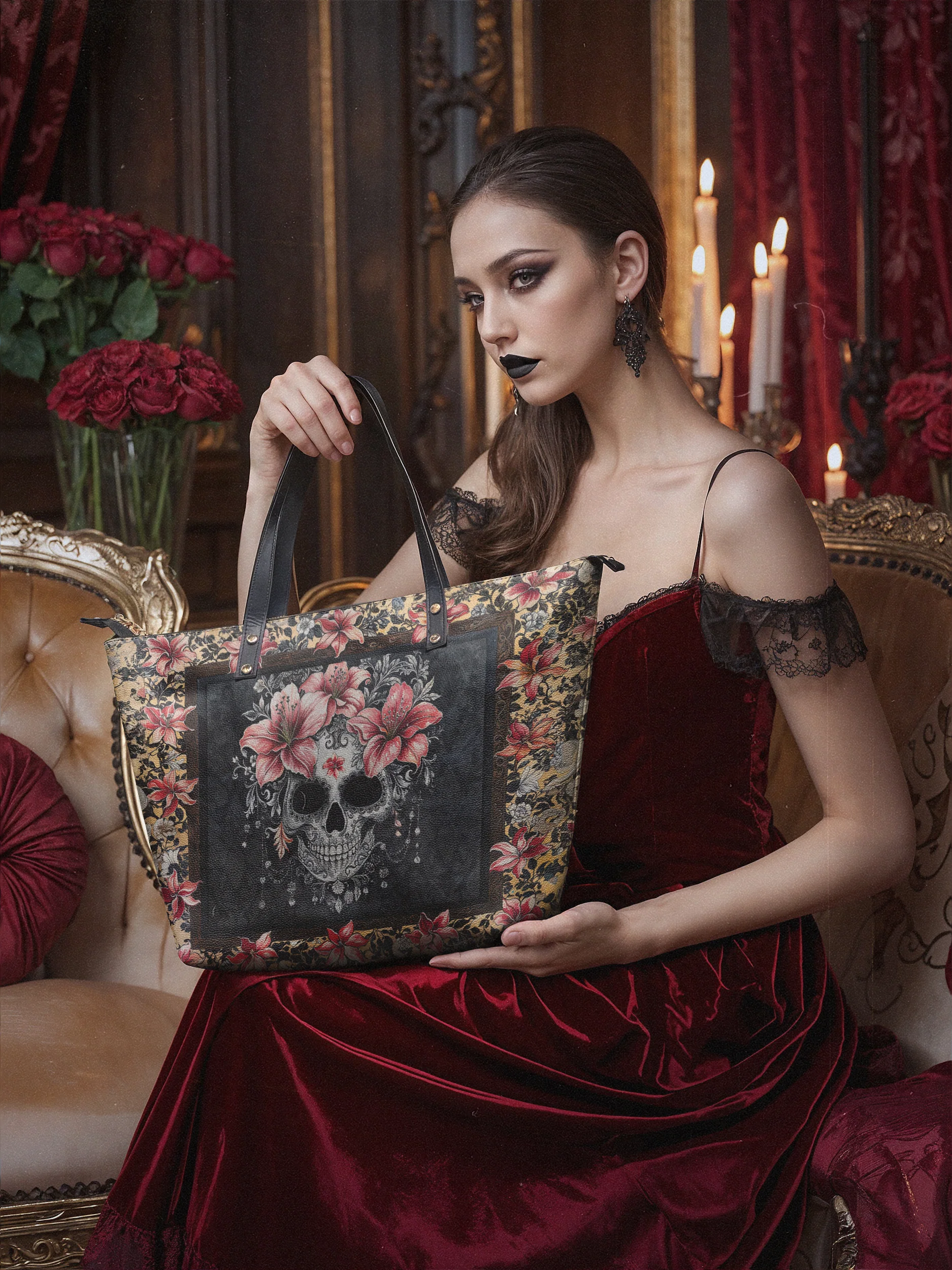 "Roselace" Leather Tote Bag - Image 5